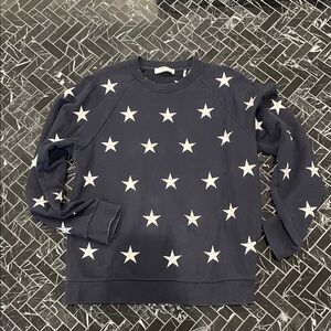 Sandro Navy Star Crewneck Sweater